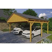 SKANHOLZ Carport »Fichtelberg«, BxT: 618 x 566 cm, Firsthöhe: 362 cm, lasiert – beige SKANHOLZ Carport »Fichtelberg«, BxT: 618 x 566 cm, Firsthöhe: 362 cm, lasiert – beige