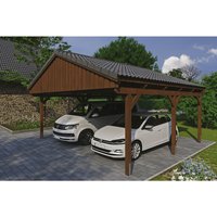 SKANHOLZ Carport »Fichtelberg«, BxT: 618 x 566 cm, Firsthöhe: 362 cm, lasiert – braun SKANHOLZ Carport »Fichtelberg«, BxT: 618 x 566 cm, Firsthöhe: 362 cm, lasiert – braun