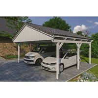 SKANHOLZ Carport »Fichtelberg«, BxT: 618 x 566 cm, Firsthöhe: 362 cm, lasiert – weiss SKANHOLZ Carport »Fichtelberg«, BxT: 618 x 566 cm, Firsthöhe: 362 cm, lasiert – weiss