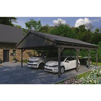 SKANHOLZ Carport »Fichtelberg«, BxT: 618 x 808 cm, Firsthöhe: 362 cm, lasiert – grau SKANHOLZ Carport »Fichtelberg«, BxT: 618 x 808 cm, Firsthöhe: 362 cm, lasiert – grau