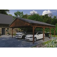 SKANHOLZ Carport »Fichtelberg«, BxT: 618 x 808 cm, Firsthöhe: 362 cm, lasiert – braun SKANHOLZ Carport »Fichtelberg«, BxT: 618 x 808 cm, Firsthöhe: 362 cm, lasiert – braun