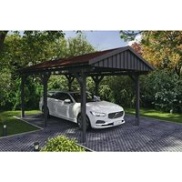 SKANHOLZ Carport »Fichtelberg«, BxT: 317 x 566 cm, Firsthöhe: 303 cm, lasiert – grau SKANHOLZ Carport »Fichtelberg«, BxT: 317 x 566 cm, Firsthöhe: 303 cm, lasiert – grau