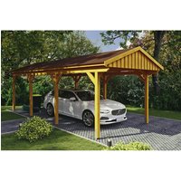 SKANHOLZ Carport »Fichtelberg«, BxT: 317 x 808 cm, Firsthöhe: 303 cm, lasiert – beige SKANHOLZ Carport »Fichtelberg«, BxT: 317 x 808 cm, Firsthöhe: 303 cm, lasiert – beige