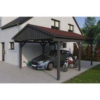 SKANHOLZ Carport »Fichtelberg«, BxT: 423 x 566 cm, Firsthöhe: 326 cm, lasiert – grau SKANHOLZ Carport »Fichtelberg«, BxT: 423 x 566 cm, Firsthöhe: 326 cm, lasiert – grau