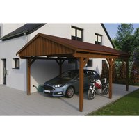 SKANHOLZ Carport »Fichtelberg«, BxT: 423 x 566 cm, Firsthöhe: 326 cm, lasiert – braun SKANHOLZ Carport »Fichtelberg«, BxT: 423 x 566 cm, Firsthöhe: 326 cm, lasiert – braun