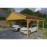 SKANHOLZ Carport »Fichtelberg«, BxT: 618 x 566 cm, Firsthöhe: 362 cm, lasiert – beige SKANHOLZ Carport »Fichtelberg«, BxT: 618 x 566 cm, Firsthöhe: 362 cm, lasiert – beige