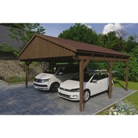 SKANHOLZ Carport »Fichtelberg«, BxT: 618 x 566 cm, Firsthöhe: 362 cm, lasiert – braun SKANHOLZ Carport »Fichtelberg«, BxT: 618 x 566 cm, Firsthöhe: 362 cm, lasiert – braun