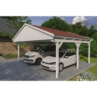 SKANHOLZ Carport »Fichtelberg«, BxT: 618 x 566 cm, Firsthöhe: 362 cm, lasiert – weiss SKANHOLZ Carport »Fichtelberg«, BxT: 618 x 566 cm, Firsthöhe: 362 cm, lasiert – weiss