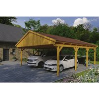 SKANHOLZ Carport »Fichtelberg«, BxT: 618 x 808 cm, Firsthöhe: 362 cm, lasiert – beige SKANHOLZ Carport »Fichtelberg«, BxT: 618 x 808 cm, Firsthöhe: 362 cm, lasiert – beige