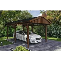 SKANHOLZ Carport »Fichtelberg«, BxT: 317 x 566 cm, Firsthöhe: 303 cm, lasiert – braun SKANHOLZ Carport »Fichtelberg«, BxT: 317 x 566 cm, Firsthöhe: 303 cm, lasiert – braun