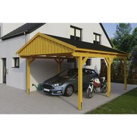 SKANHOLZ Carport »Fichtelberg«, BxT: 423 x 566 cm, Firsthöhe: 326 cm, lasiert – beige SKANHOLZ Carport »Fichtelberg«, BxT: 423 x 566 cm, Firsthöhe: 326 cm, lasiert – beige