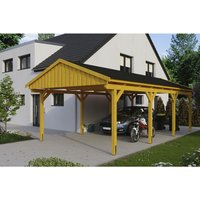 SKANHOLZ Carport »Fichtelberg«, BxT: 423 x 808 cm, Firsthöhe: 326 cm, lasiert – beige SKANHOLZ Carport »Fichtelberg«, BxT: 423 x 808 cm, Firsthöhe: 326 cm, lasiert – beige