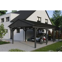 SKANHOLZ Carport »Fichtelberg«, BxT: 423 x 808 cm, Firsthöhe: 326 cm, lasiert – grau SKANHOLZ Carport »Fichtelberg«, BxT: 423 x 808 cm, Firsthöhe: 326 cm, lasiert – grau
