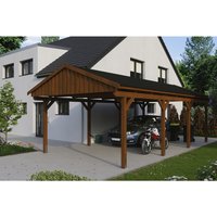 SKANHOLZ Carport »Fichtelberg«, BxT: 423 x 808 cm, Firsthöhe: 326 cm, lasiert – braun SKANHOLZ Carport »Fichtelberg«, BxT: 423 x 808 cm, Firsthöhe: 326 cm, lasiert – braun