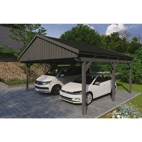 SKANHOLZ Carport »Fichtelberg«, BxT: 618 x 566 cm, Firsthöhe: 362 cm, lasiert – grau SKANHOLZ Carport »Fichtelberg«, BxT: 618 x 566 cm, Firsthöhe: 362 cm, lasiert – grau