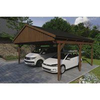 SKANHOLZ Carport »Fichtelberg«, BxT: 618 x 566 cm, Firsthöhe: 362 cm, lasiert – braun SKANHOLZ Carport »Fichtelberg«, BxT: 618 x 566 cm, Firsthöhe: 362 cm, lasiert – braun