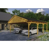 SKANHOLZ Carport »Fichtelberg«, BxT: 618 x 808 cm, Firsthöhe: 362 cm, lasiert – beige SKANHOLZ Carport »Fichtelberg«, BxT: 618 x 808 cm, Firsthöhe: 362 cm, lasiert – beige
