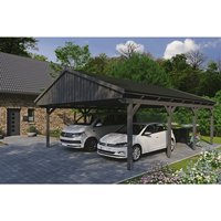 SKANHOLZ Carport »Fichtelberg«, BxT: 618 x 808 cm, Firsthöhe: 362 cm, lasiert – grau SKANHOLZ Carport »Fichtelberg«, BxT: 618 x 808 cm, Firsthöhe: 362 cm, lasiert – grau
