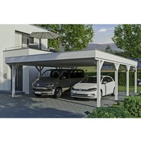 SKANHOLZ Carport »Grunewald«, BxT: 622 x 796 cm, Firsthöhe: 255 cm, lasiert – weiss SKANHOLZ Carport »Grunewald«, BxT: 622 x 796 cm, Firsthöhe: 255 cm, lasiert – weiss