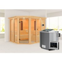 KARIBU Infrarotkabine, inkl. 9 kW Bio-Kombi-Saunaofen mit externer Steuerung, für 4 Personen – braun KARIBU Infrarotkabine, inkl. 9 kW Bio-Kombi-Saunaofen mit externer Steuerung, für 4 Personen – braun