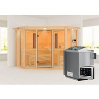KARIBU Infrarotkabine, inkl. 9 kW Bio-Kombi-Saunaofen mit externer Steuerung, für 4 Personen – braun KARIBU Infrarotkabine, inkl. 9 kW Bio-Kombi-Saunaofen mit externer Steuerung, für 4 Personen – braun