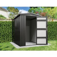 Mr. GARDENER Gerätehaus, Metall, BxHxT: 144 x 193 x 179 cm (Außenmaße inkl. Dachüberstand) – grau Mr. GARDENER Gerätehaus, Metall, BxHxT: 144 x 193 x 179 cm (Außenmaße inkl. Dachüberstand) – grau