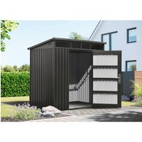 Mr. GARDENER Gerätehaus »Premium Geräte-Pultdachhaus«, Metall, BxHxT: 197 x 201 x 146 cm (Außenmaße inkl. Dachüberstand) – grau Mr. GARDENER Gerätehaus »Premium Geräte-Pultdachhaus«, Metall, BxHxT: 197 x 201 x 146 cm (Außenmaße inkl. Dachüberstand) – grau