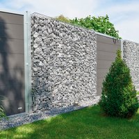 Wilk Gabionenzaun, BxTxH: 200 x 25 x 200 cm, Mascheinweite: 4,5 cm, feuerverzinkter Stahl – silberfarben Wilk Gabionenzaun, BxTxH: 200 x 25 x 200 cm, Mascheinweite: 4,5 cm, feuerverzinkter Stahl – silberfarben