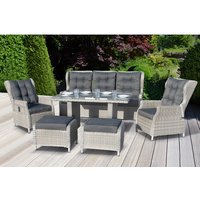 BELLAVISTA Dining-Lounge »Canelli«, 7 Sitzplätze, Polyrattan/Aluminium/Polyester/Glas, inkl. Auflagen – grau Rabatt: 20 % BELLAVISTA Dining-Lounge »Canelli«, 7 Sitzplätze, Polyrattan/Aluminium/Polyester/Glas, inkl. Auflagen – grau Rabatt: 20 %