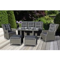BELLAVISTA Dining-Lounge »Canelli«, 7 Sitzplätze, Polyrattan/Aluminium/Polyester/Glas, inkl. Auflagen – braun Rabatt: 20 % BELLAVISTA Dining-Lounge »Canelli«, 7 Sitzplätze, Polyrattan/Aluminium/Polyester/Glas, inkl. Auflagen – braun Rabatt: 20 %