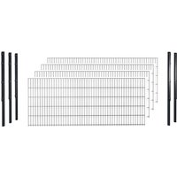 hadra Doppelstabmattenzaun, anthrazit, 8/6/8 mm, Komplett-Set à 10 m, inkl. Pfosten, Flacheisenleiste – schwarz hadra Doppelstabmattenzaun, anthrazit, 8/6/8 mm, Komplett-Set à 10 m, inkl. Pfosten, Flacheisenleiste – schwarz
