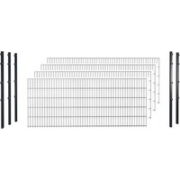 hadra Doppelstabmattenzaun, anthrazit, 8/6/8 mm, Komplett-Set à 10 m, inkl. Pfosten, Klemmhalter – schwarz hadra Doppelstabmattenzaun, anthrazit, 8/6/8 mm, Komplett-Set à 10 m, inkl. Pfosten, Klemmhalter – schwarz
