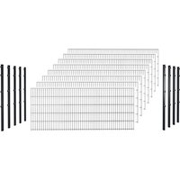 hadra Doppelstabmattenzaun, anthrazit, 6/5/6 mm, Komplett-Set à 20 m, inkl. Pfosten, Klemmhalter – schwarz hadra Doppelstabmattenzaun, anthrazit, 6/5/6 mm, Komplett-Set à 20 m, inkl. Pfosten, Klemmhalter – schwarz