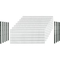 hadra Doppelstabmattenzaun, grün, 6/5/6 mm, Komplett-Set à 20 m, inkl. Pfosten, Klemmhalter – gruen hadra Doppelstabmattenzaun, grün, 6/5/6 mm, Komplett-Set à 20 m, inkl. Pfosten, Klemmhalter – gruen