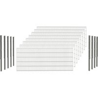hadra Doppelstabmattenzaun, silbergrau, 8/6/8 mm, Komplett-Set à 20 m, inkl. Pfosten, Flacheisenleiste – silberfarben | grau hadra Doppelstabmattenzaun, silbergrau, 8/6/8 mm, Komplett-Set à 20 m, inkl. Pfosten, Flacheisenleiste – silberfarben | grau