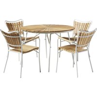 Cinas Gartenmöbelset, 4 Sitzplätze, Teakholz – weiss Cinas Gartenmöbelset, 4 Sitzplätze, Teakholz – weiss