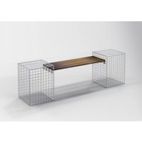 Gabiona Gabionenmöbel, Stahl, 2-Sitzer, BxH: 45 x 60 cm – silberfarben Gabiona Gabionenmöbel, Stahl, 2-Sitzer, BxH: 45 x 60 cm – silberfarben