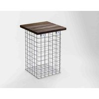 Gabiona Gabionenmöbel, Holz, 1-Sitzer – silberfarben Gabiona Gabionenmöbel, Holz, 1-Sitzer – silberfarben