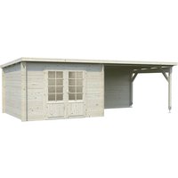PALMAKO Blockbohlenhaus | Gartenhaus aus Holz | Fertighaus  »Ella«, BxT: 300 x 300 cm (Außenmaße), Wandstärke: 28 mm, Grau - braun Rabatt: 11 %  - 9 qm PALMAKO Blockbohlenhaus | Gartenhaus aus Holz | Fertighaus  »Ella«, BxT: 300 x 300 cm (Außenmaße), Wandstärke: 28 mm, Grau - braun Rabatt: 11 %  - 9 qm