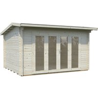 PALMAKO Blockbohlenhaus | Gartenhaus aus Holz | Fertighaus  »Ines«, Holz, BxHxT: 434 x 249 x 300 cm (Außenmaße inkl. Dachüberstand) – braun PALMAKO Blockbohlenhaus | Gartenhaus aus Holz | Fertighaus  »Ines«, Holz, BxHxT: 434 x 249 x 300 cm (Außenmaße inkl. Dachüberstand) – braun