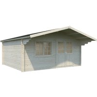 PALMAKO Blockbohlenhaus | Gartenhaus aus Holz | Fertighaus  »Britta«, BxT: 480 x 425 cm (Außenmaße), Wandstärke: 40 mm, Grau - beige Rabatt: 20 %  - 20.4 qm PALMAKO Blockbohlenhaus | Gartenhaus aus Holz | Fertighaus  »Britta«, BxT: 480 x 425 cm (Außenmaße), Wandstärke: 40 mm, Grau - beige Rabatt: 20 %  - 20.4 qm