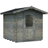 PALMAKO Blockbohlenhaus | Gartenhaus aus Holz | Fertighaus »Vivian«, Holz, BxHxT: 254 x 222 x 240 cm (Außenmaße inkl. Dachüberstand) – grau PALMAKO Blockbohlenhaus | Gartenhaus aus Holz | Fertighaus »Vivian«, Holz, BxHxT: 254 x 222 x 240 cm (Außenmaße inkl. Dachüberstand) – grau