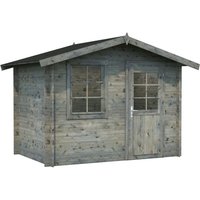 PALMAKO Blockbohlenhaus | Gartenhaus aus Holz | Fertighaus  »Klara«, Holz, BxHxT: 335 x 235 x 180 cm (Außenmaße) – grau PALMAKO Blockbohlenhaus | Gartenhaus aus Holz | Fertighaus  »Klara«, Holz, BxHxT: 335 x 235 x 180 cm (Außenmaße) – grau