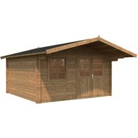 PALMAKO Blockbohlenhaus | Gartenhaus aus Holz | Fertighaus  »Britta«, Holz, BxHxT: 434 x 257 x 390 cm (Außenmaße) – braun PALMAKO Blockbohlenhaus | Gartenhaus aus Holz | Fertighaus  »Britta«, Holz, BxHxT: 434 x 257 x 390 cm (Außenmaße) – braun