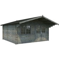 PALMAKO Blockbohlenhaus | Gartenhaus aus Holz | Fertighaus »Britta«, Holz, BxHxT: 488 x 270 x 580 cm (Außenmaße inkl. Dachüberstand) – grau PALMAKO Blockbohlenhaus | Gartenhaus aus Holz | Fertighaus »Britta«, Holz, BxHxT: 488 x 270 x 580 cm (Außenmaße inkl. Dachüberstand) – grau
