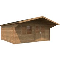 PALMAKO Blockbohlenhaus | Gartenhaus aus Holz | Fertighaus »Britta«, Holz, BxHxT: 516 x 270 x 579 cm (Außenmaße inkl. Dachüberstand) – braun PALMAKO Blockbohlenhaus | Gartenhaus aus Holz | Fertighaus »Britta«, Holz, BxHxT: 516 x 270 x 579 cm (Außenmaße inkl. Dachüberstand) – braun