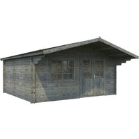 PALMAKO Blockbohlenhaus | Gartenhaus aus Holz | Fertighaus »Britta«, Holz, BxHxT: 516 x 270 x 579 cm (Außenmaße inkl. Dachüberstand) – grau PALMAKO Blockbohlenhaus | Gartenhaus aus Holz | Fertighaus »Britta«, Holz, BxHxT: 516 x 270 x 579 cm (Außenmaße inkl. Dachüberstand) – grau