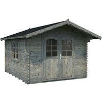PALMAKO Blockbohlenhaus | Gartenhaus aus Holz | Fertighaus »Sally«, Holz, BxHxT: 362 x 263 x 360 cm (Außenmaße inkl. Dachüberstand) – grau PALMAKO Blockbohlenhaus | Gartenhaus aus Holz | Fertighaus »Sally«, Holz, BxHxT: 362 x 263 x 360 cm (Außenmaße inkl. Dachüberstand) – grau