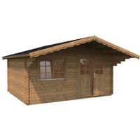 PALMAKO Blockbohlenhaus | Gartenhaus aus Holz | Fertighaus  »Sally«, BxT: 450 x 360 cm (Außenmaße), Wandstärke: 44 mm, Grau - braun Rabatt: 19 %  - 16.2 qm PALMAKO Blockbohlenhaus | Gartenhaus aus Holz | Fertighaus  »Sally«, BxT: 450 x 360 cm (Außenmaße), Wandstärke: 44 mm, Grau - braun Rabatt: 19 %  - 16.2 qm