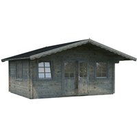 PALMAKO Blockbohlenhaus | Gartenhaus aus Holz | Fertighaus »Helena«, Holz, BxHxT: 608 x 290 x 390 cm (Außenmaße inkl. Dachüberstand) – grau PALMAKO Blockbohlenhaus | Gartenhaus aus Holz | Fertighaus »Helena«, Holz, BxHxT: 608 x 290 x 390 cm (Außenmaße inkl. Dachüberstand) – grau